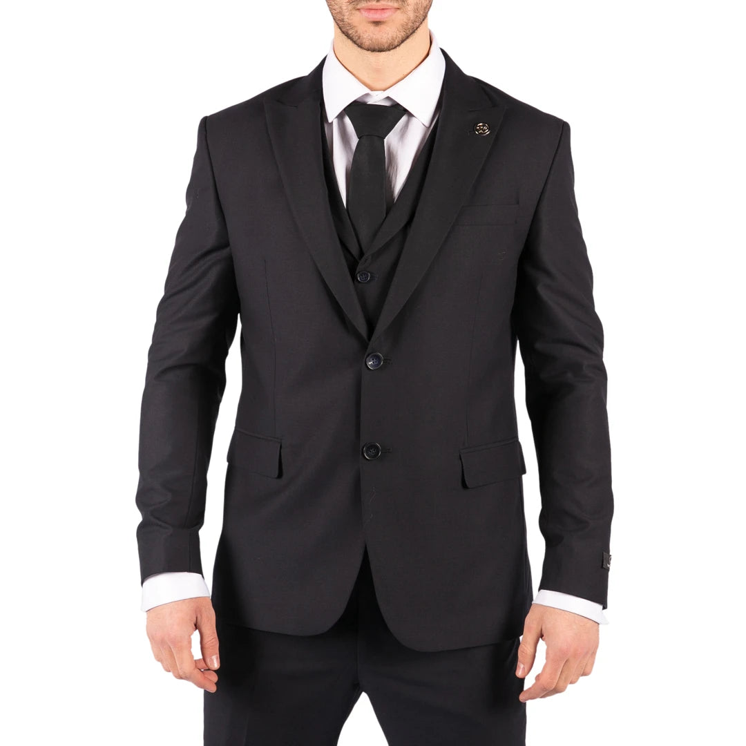 Mens Navy 3 Piece Wedding Suit-TruClothing